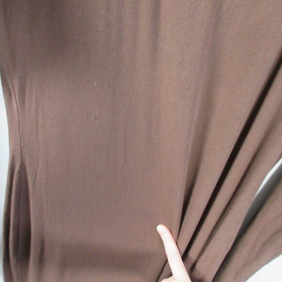 Skims Long Sleeve Maxi Dress 2X Brown Ribbed Modal Scoop Neck Soft Lounge 492 - Picture 9 of 14